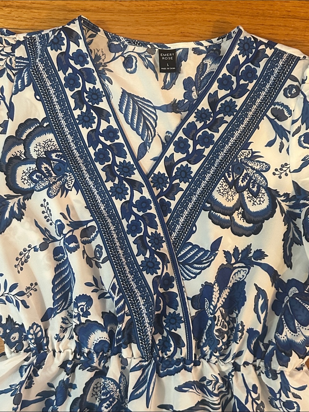Emory Rose Blue & White Floral Midi Dress - Casual Summer Style Sz L - Picture 5 of 9